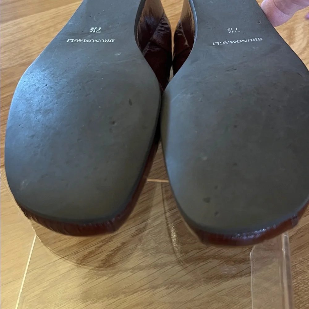 Patent Leather Bruno Magli Burgundy Brown Wedge Loafers Size 7 1/2